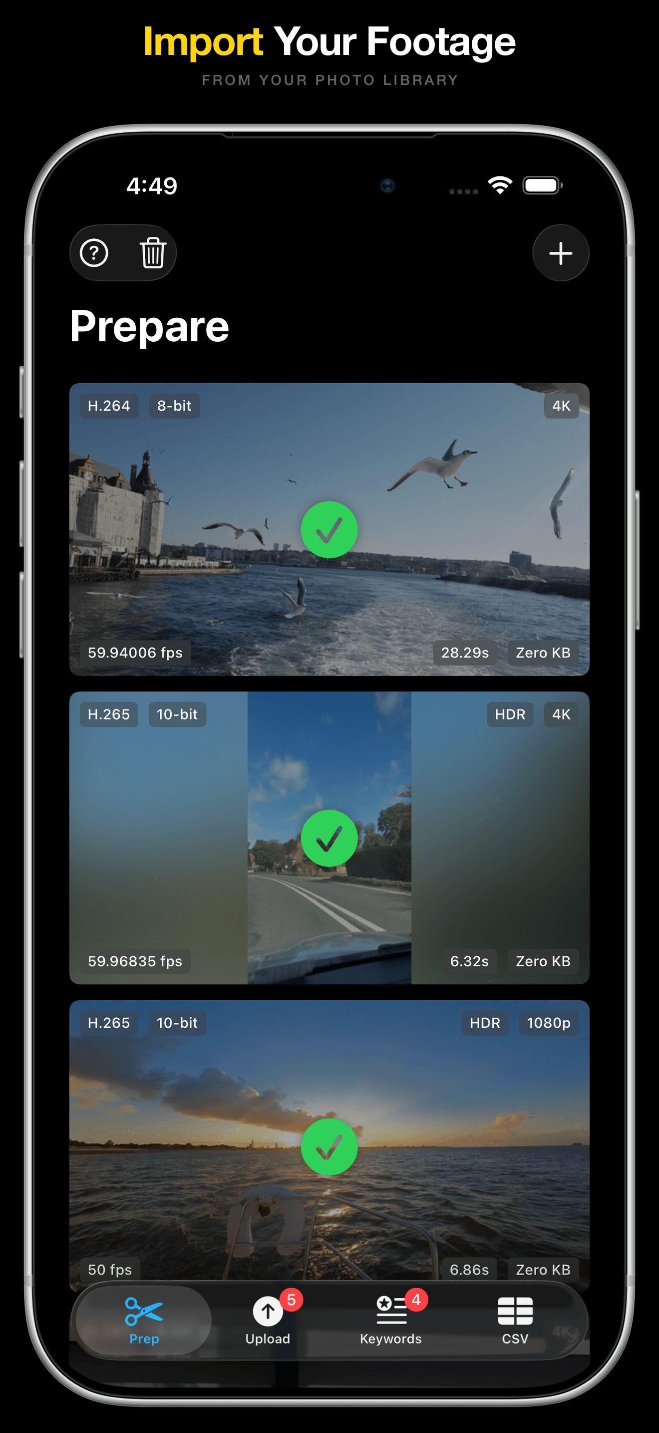 Brollr video picker with landscape and portrait filter